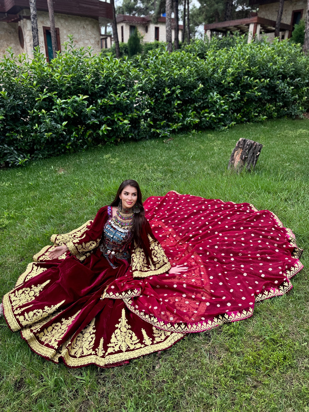 The Maroon Majesty Bridal Gand