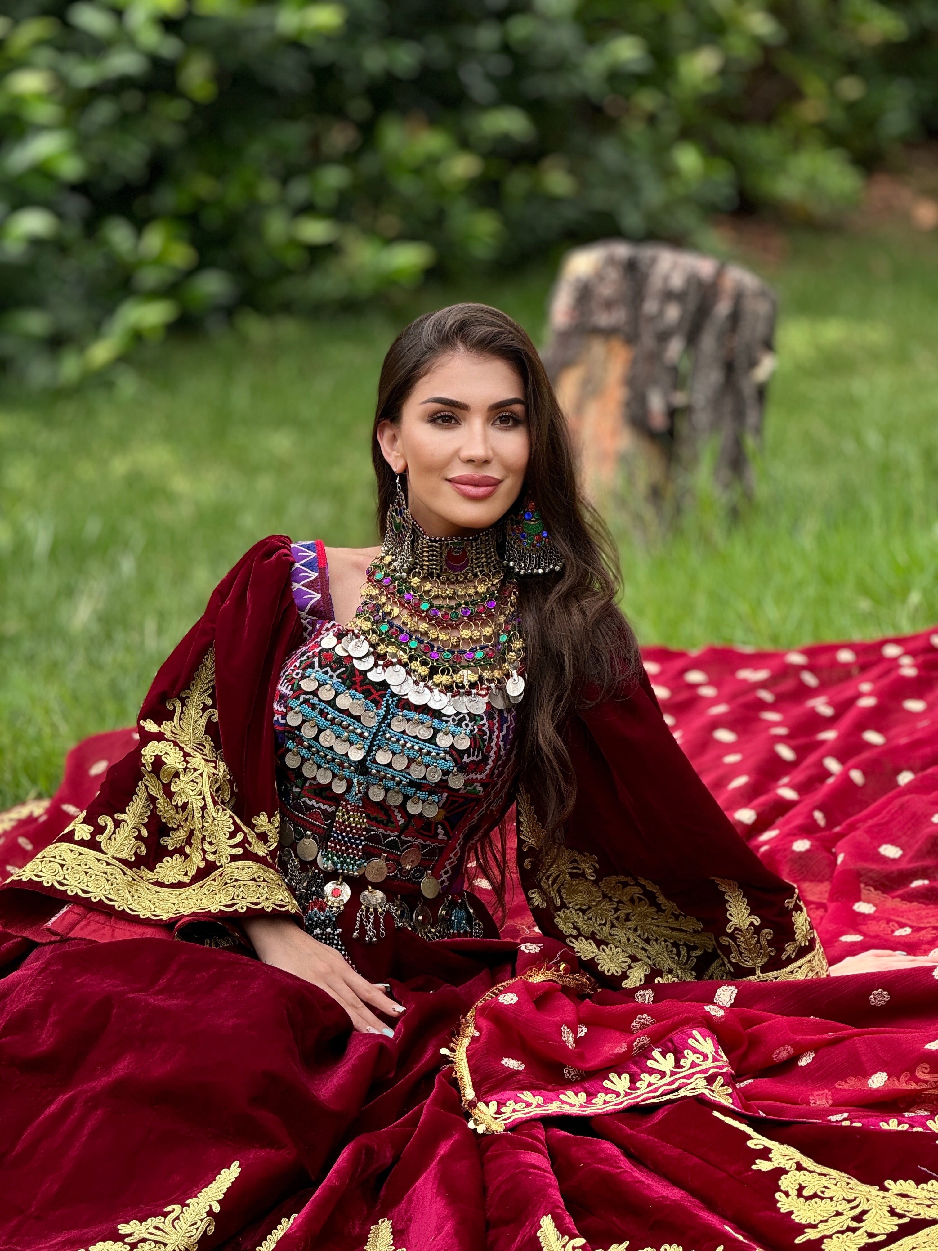 The Maroon Majesty Bridal Gand