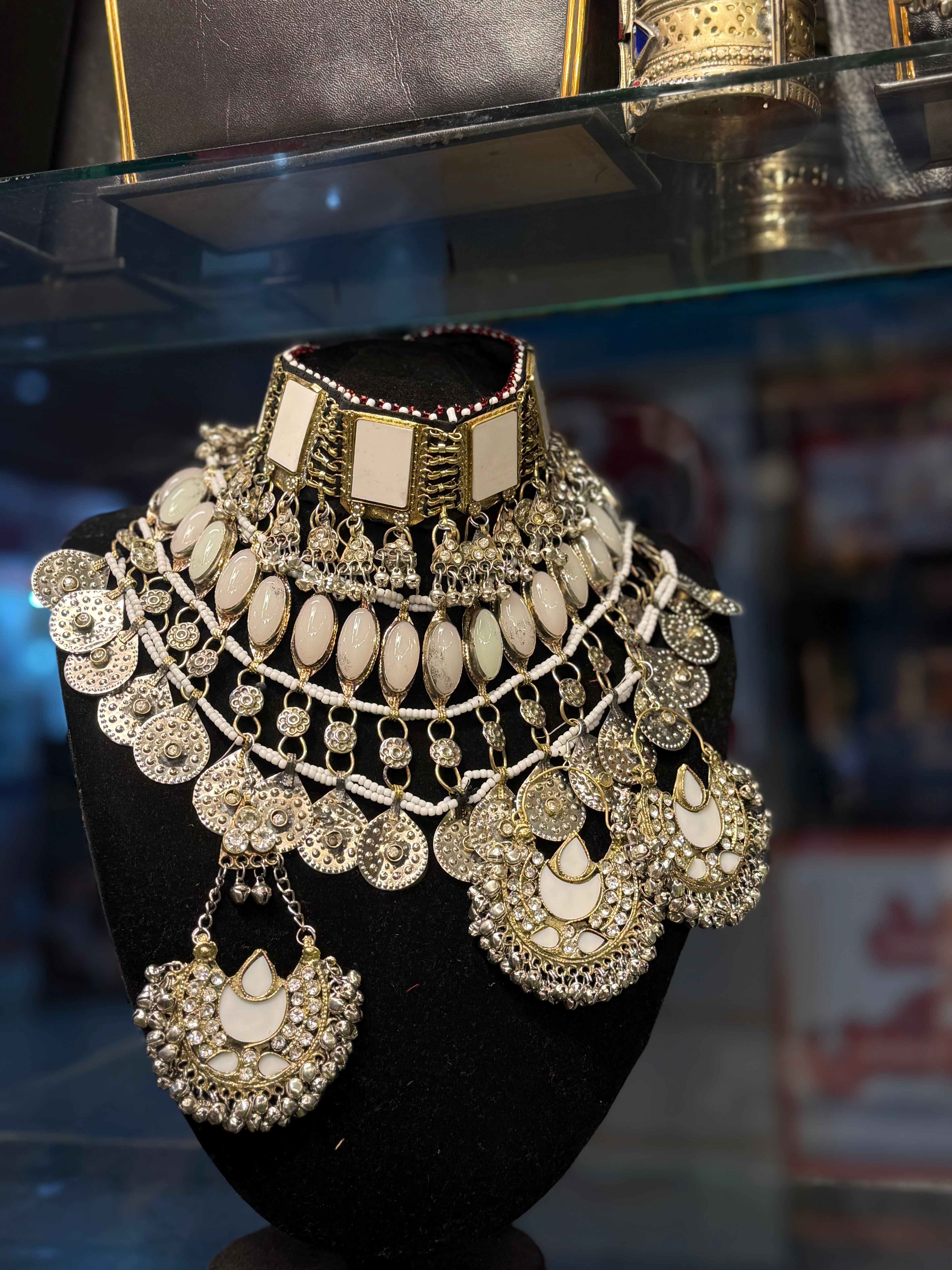 Moonlight Tribal Choker with Cascading Chain Fringe