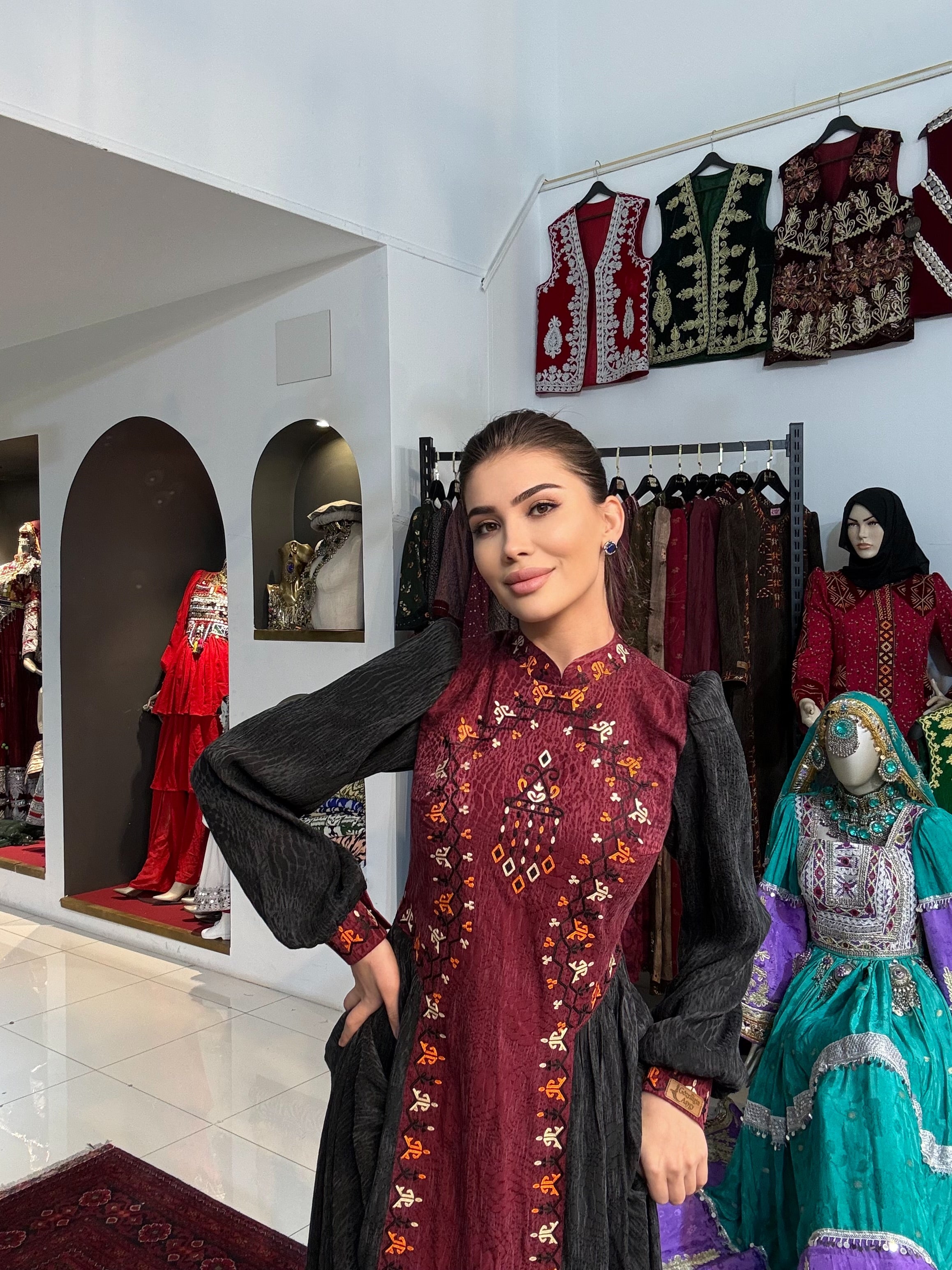 Royal Maroon & Charcoal Silk