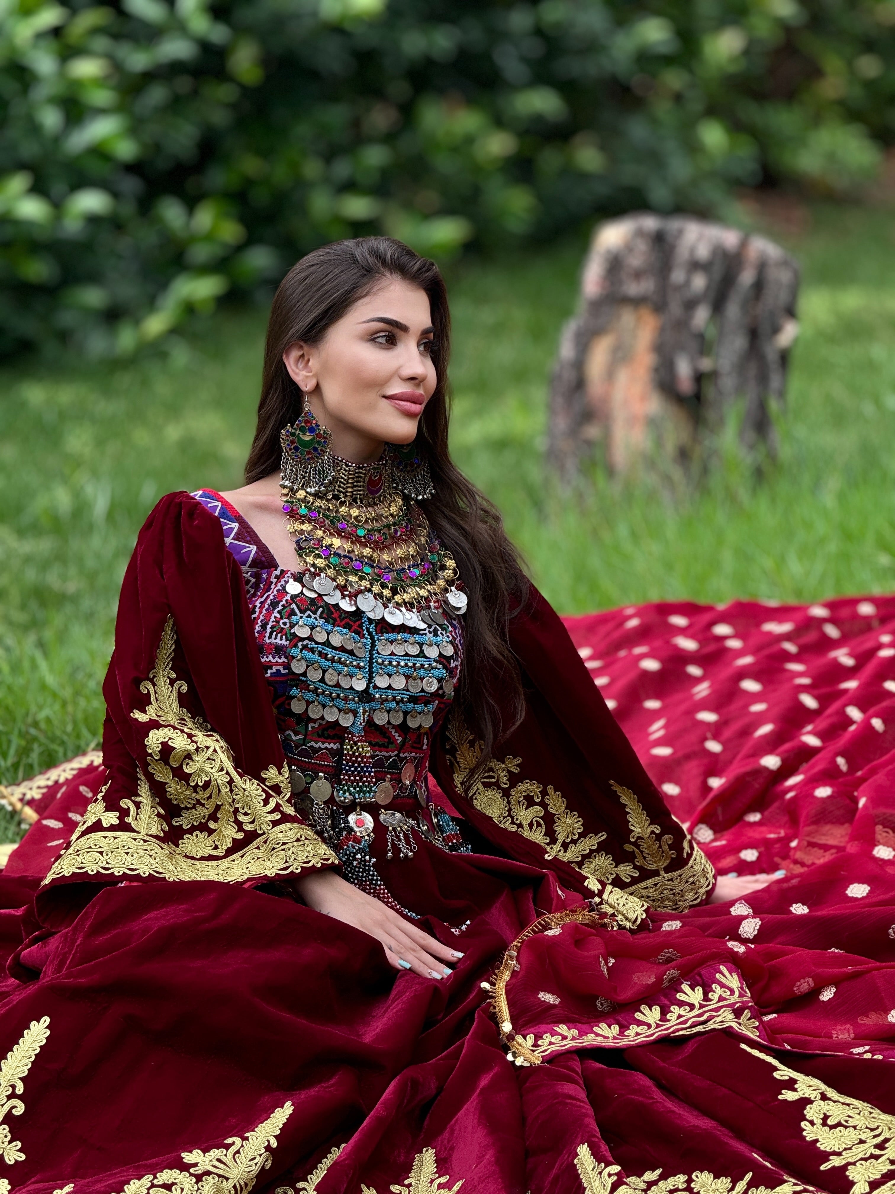 The Maroon Majesty Bridal Gand