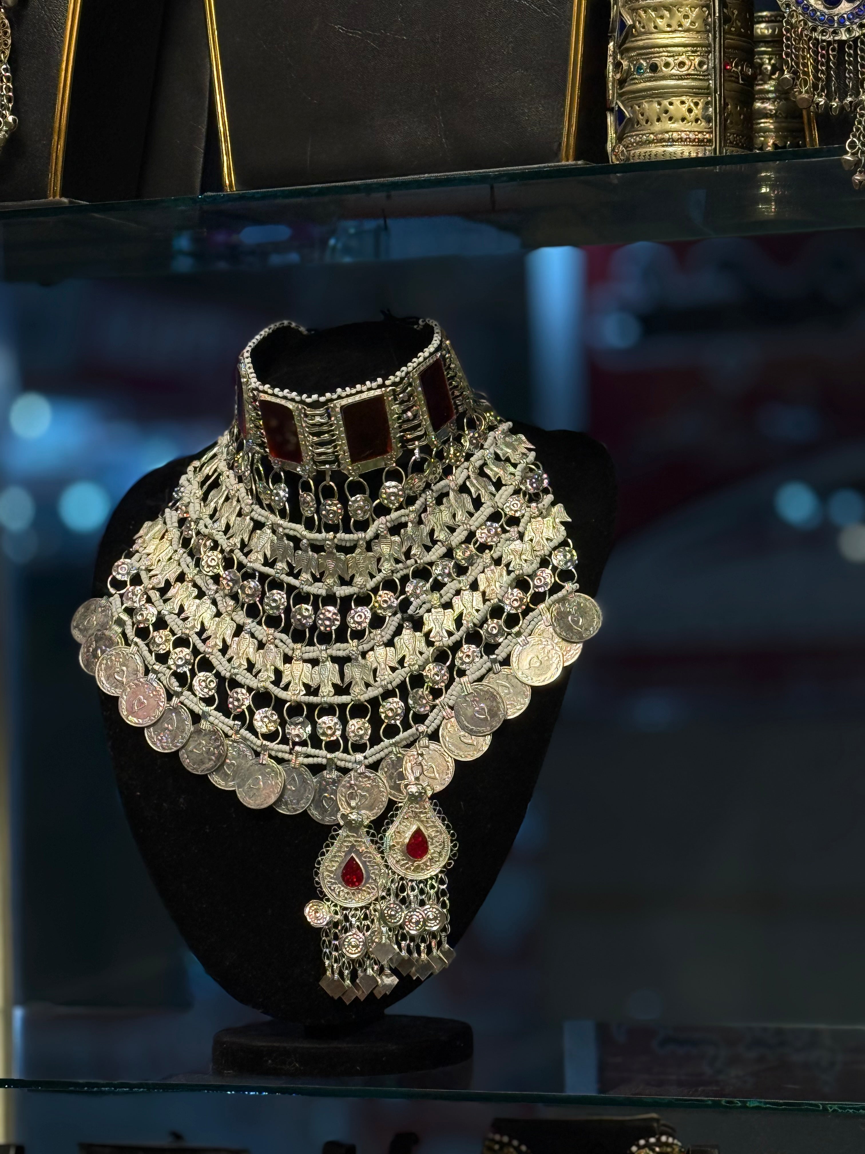 Royal Garnet Multi-Tiered Tribal Choker & Coin Fringe