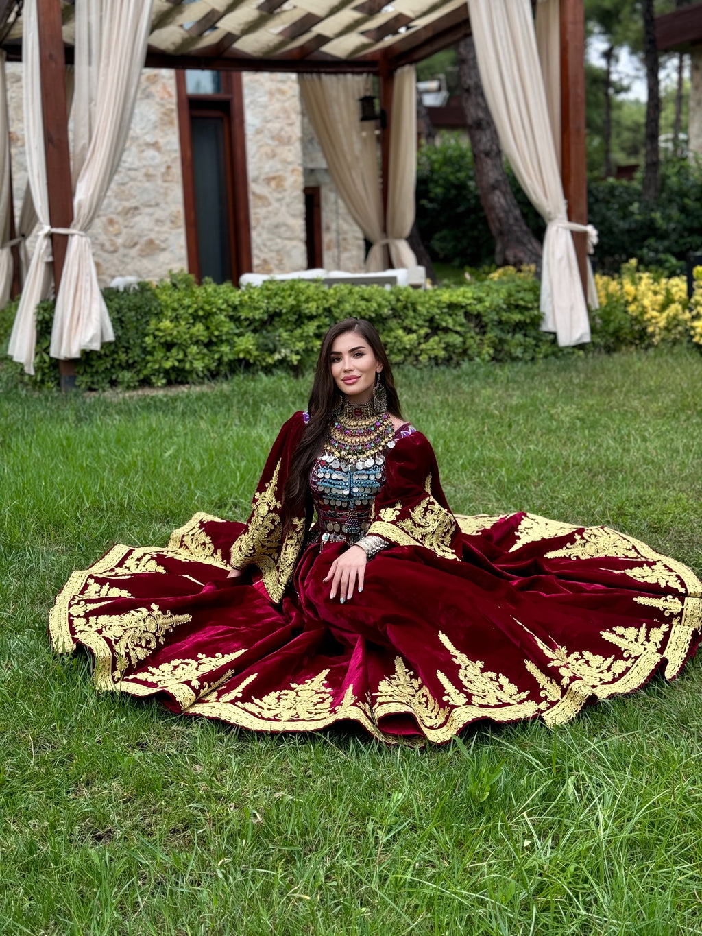 The Maroon Majesty Bridal Gand