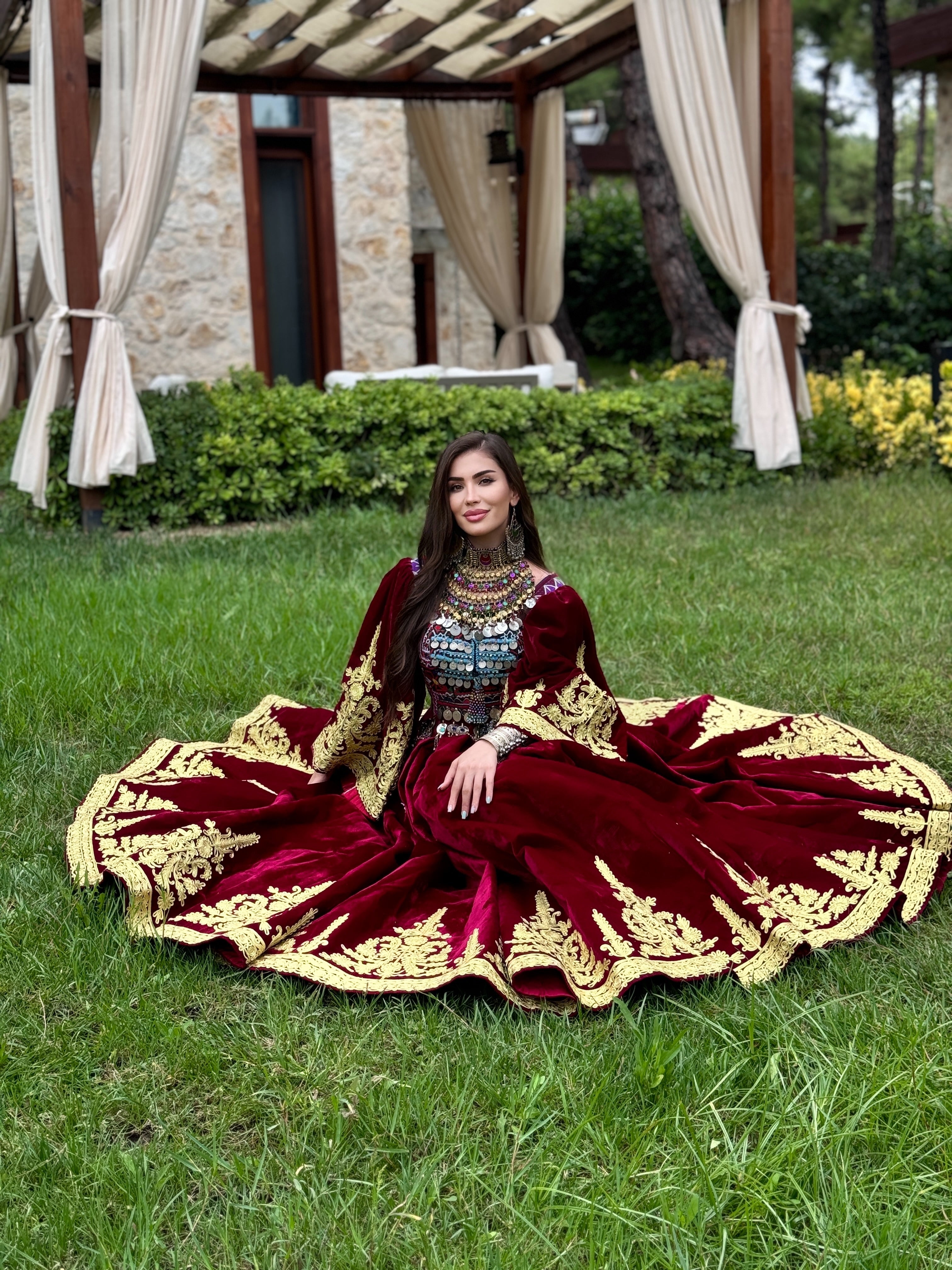 The Maroon Majesty Bridal Gand