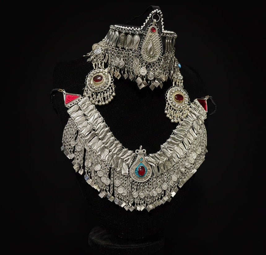 Ruby Red Afghan Kuchi Jewelry Set