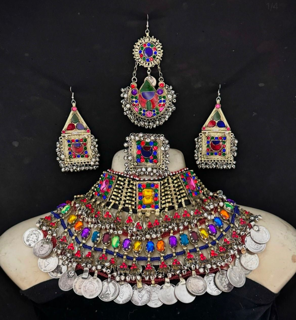 Radiant Mosaic Tribal Choker & Headpiece Set