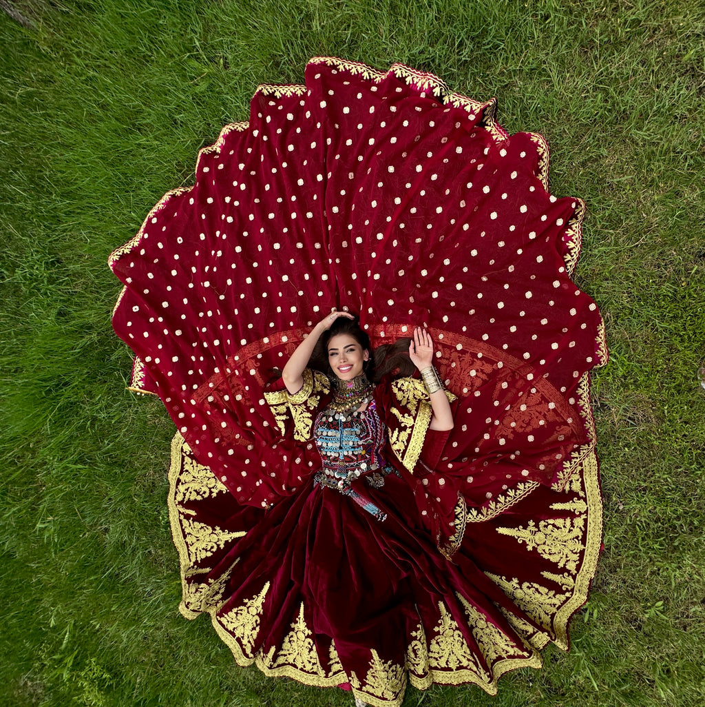 The Maroon Majesty Bridal Gand