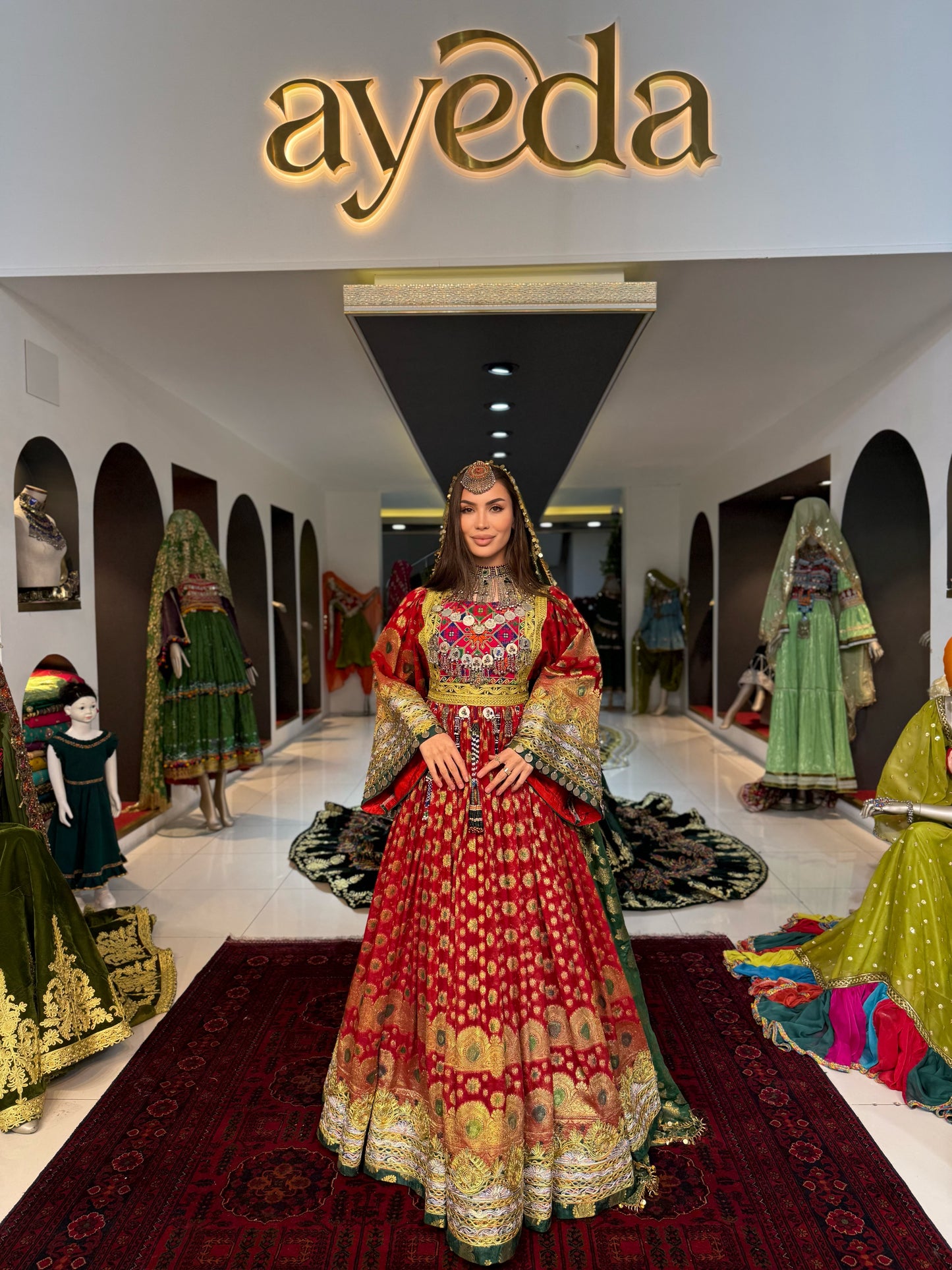 Royal Red & Gold Afghan Gown