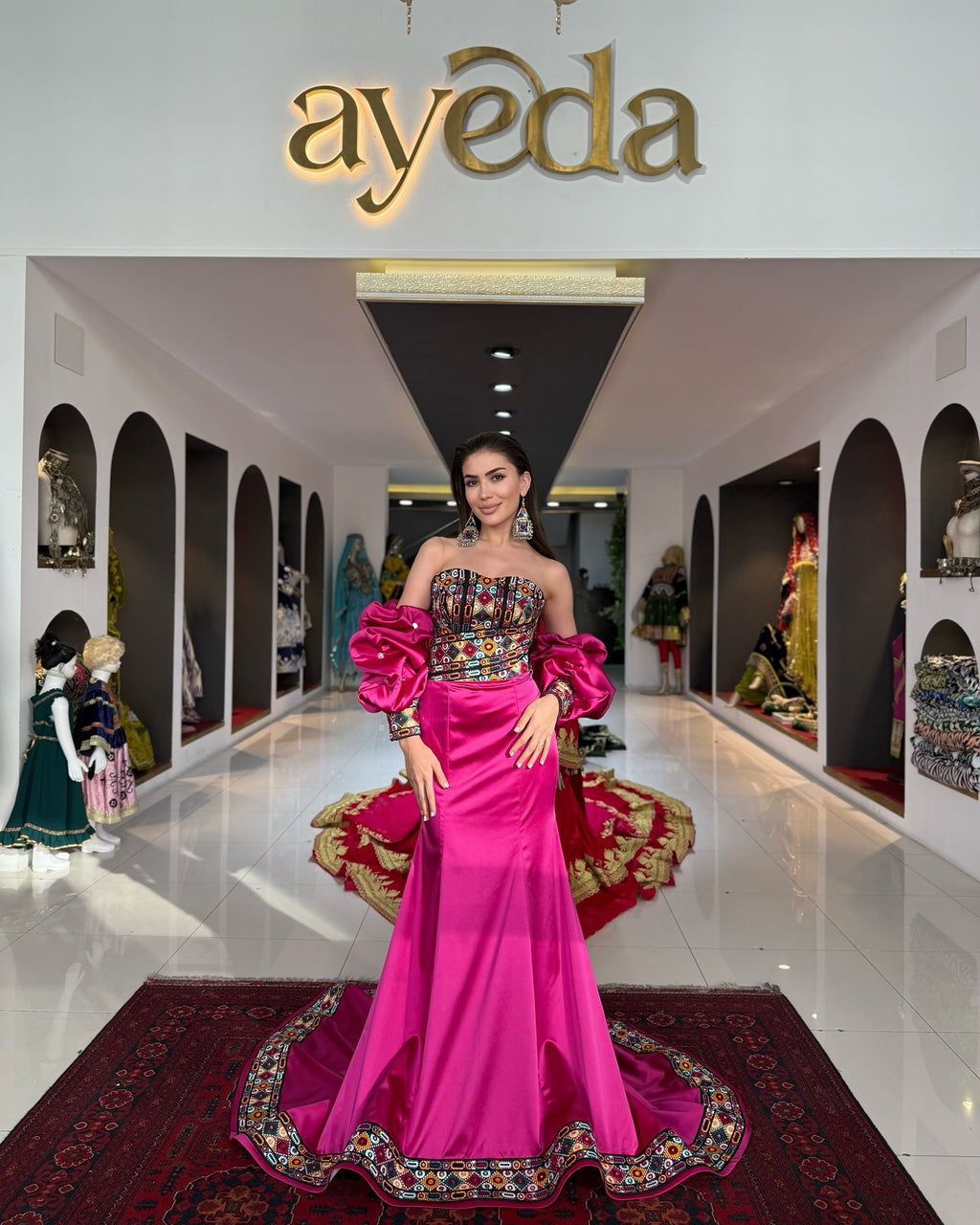 Royal Fuchsia with Afghani Touch Gown