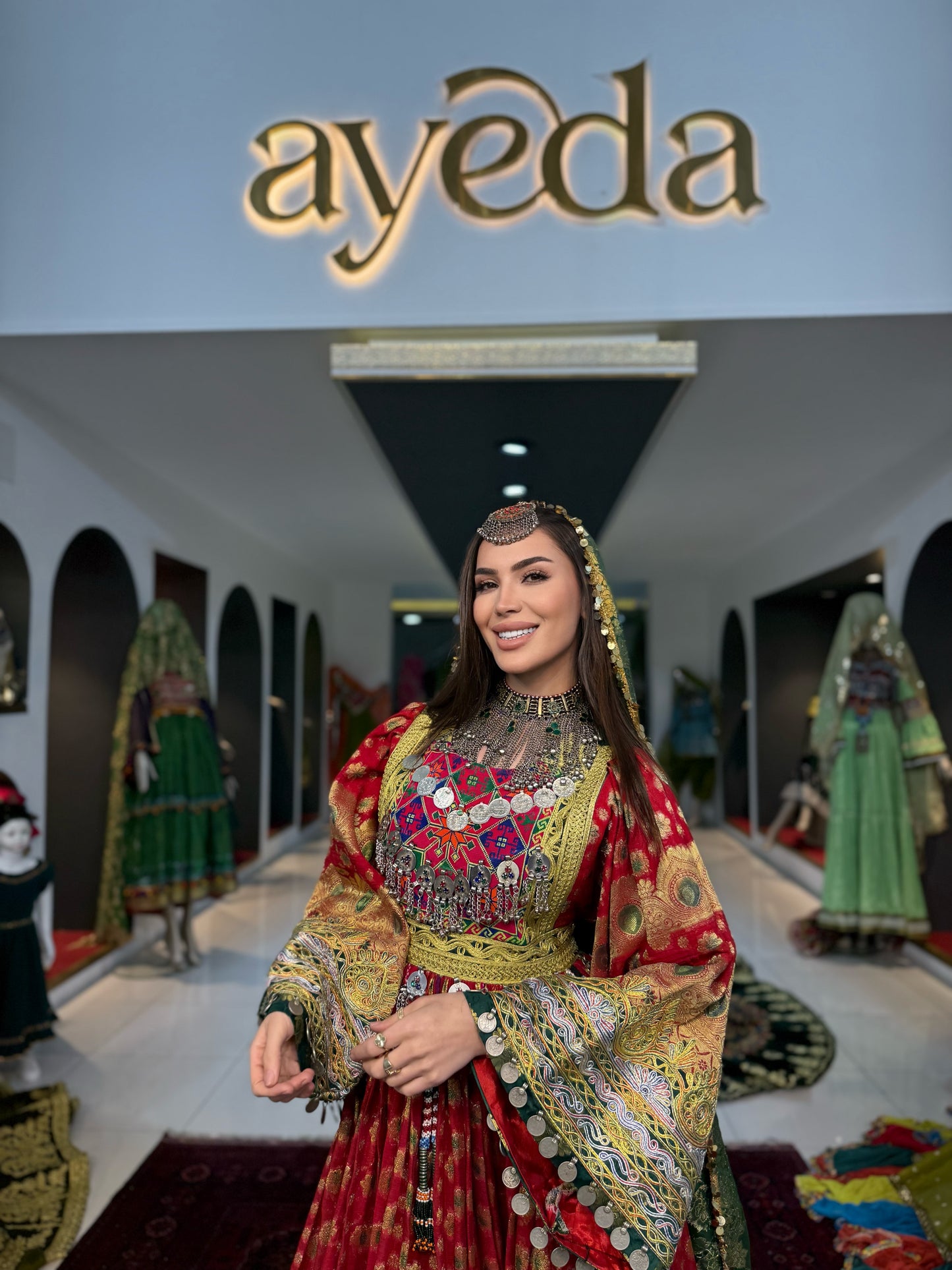 Royal Red & Gold Afghan Gown