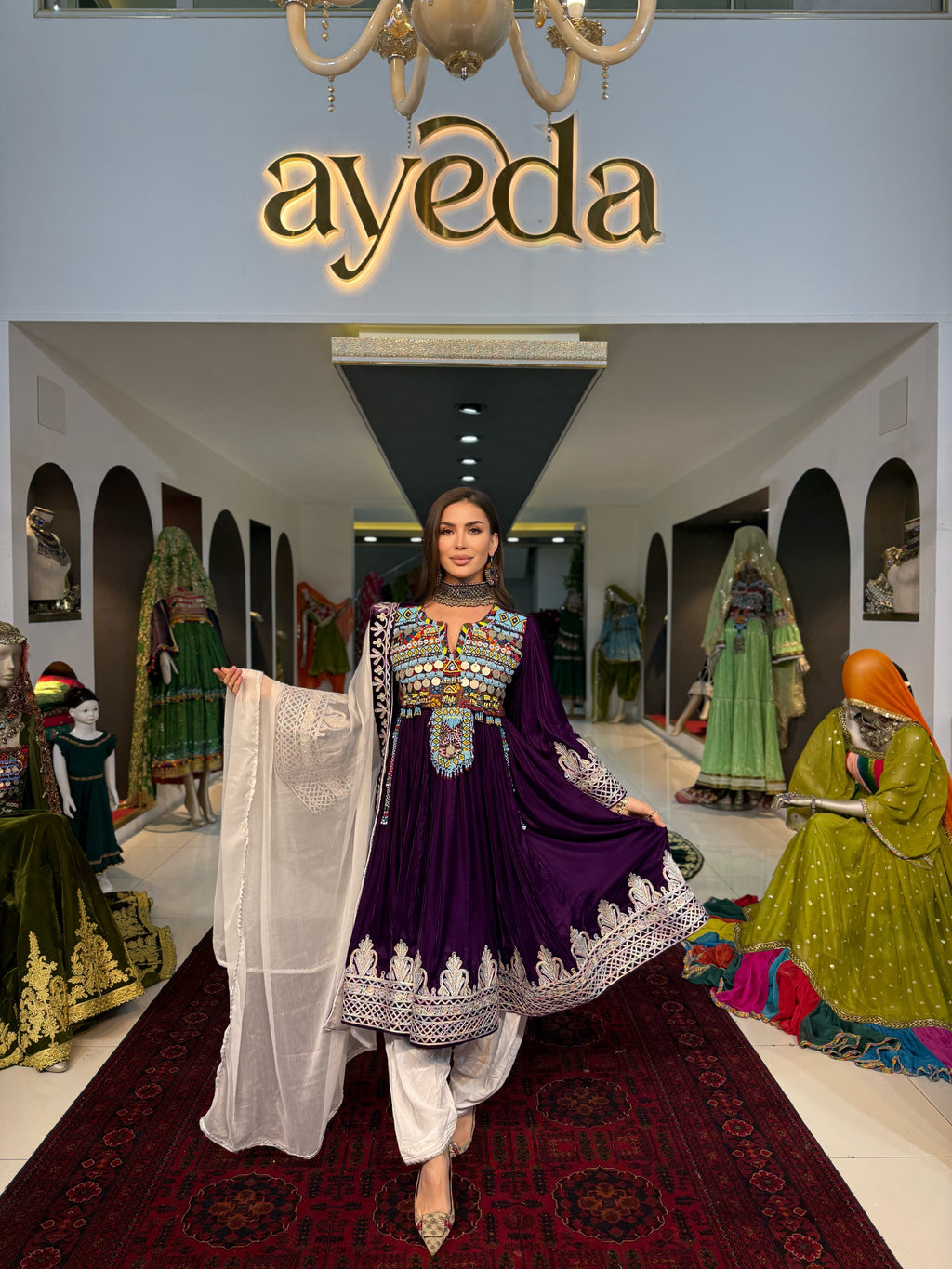 Royal Plum & Silver Kuchi Gown