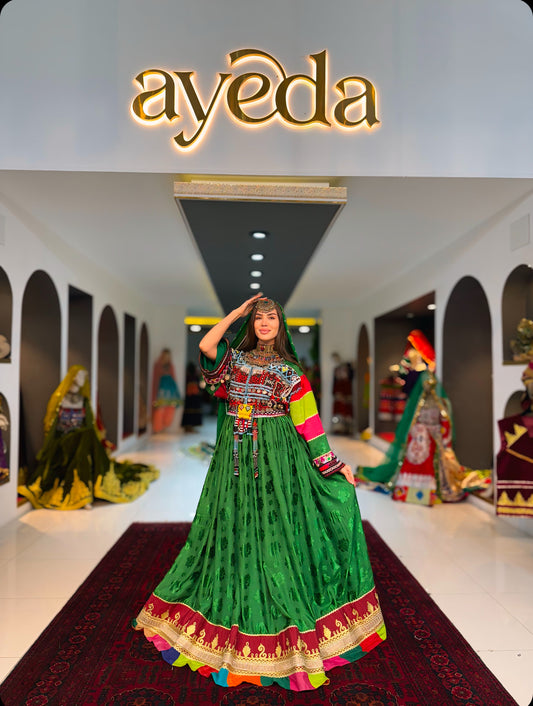 Traditional Green Kuchi Dress