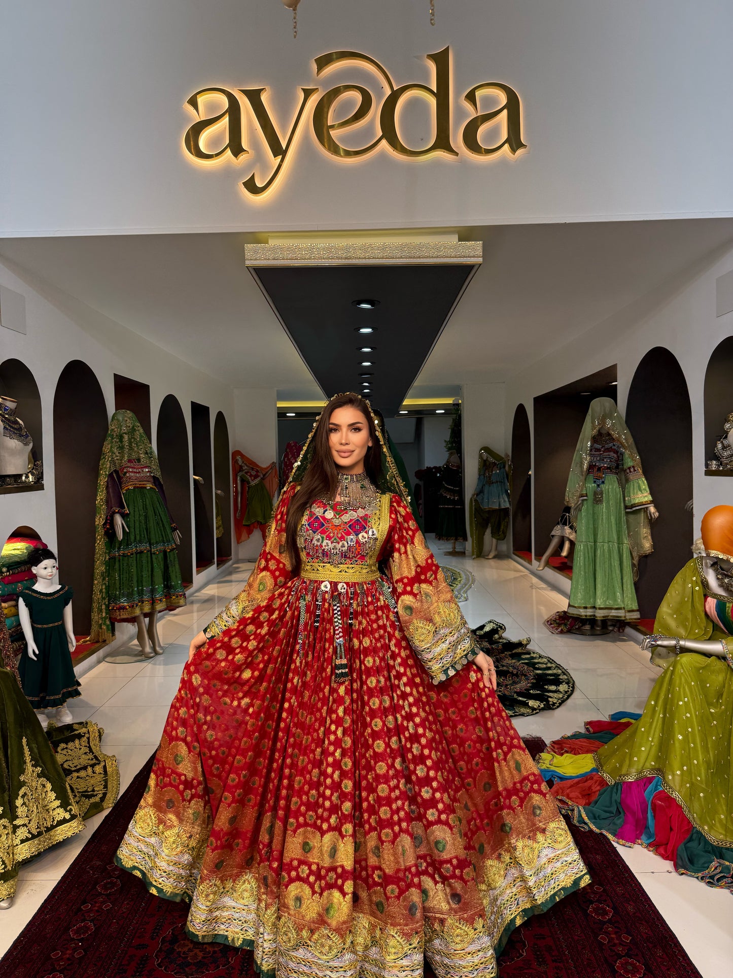 Royal Red & Gold Afghan Gown