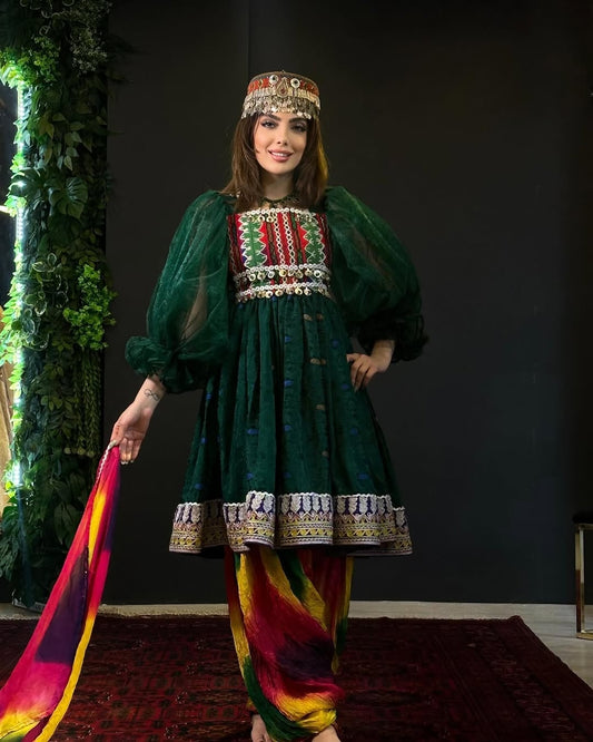 Pashtun Frock with Patiala Shalwar