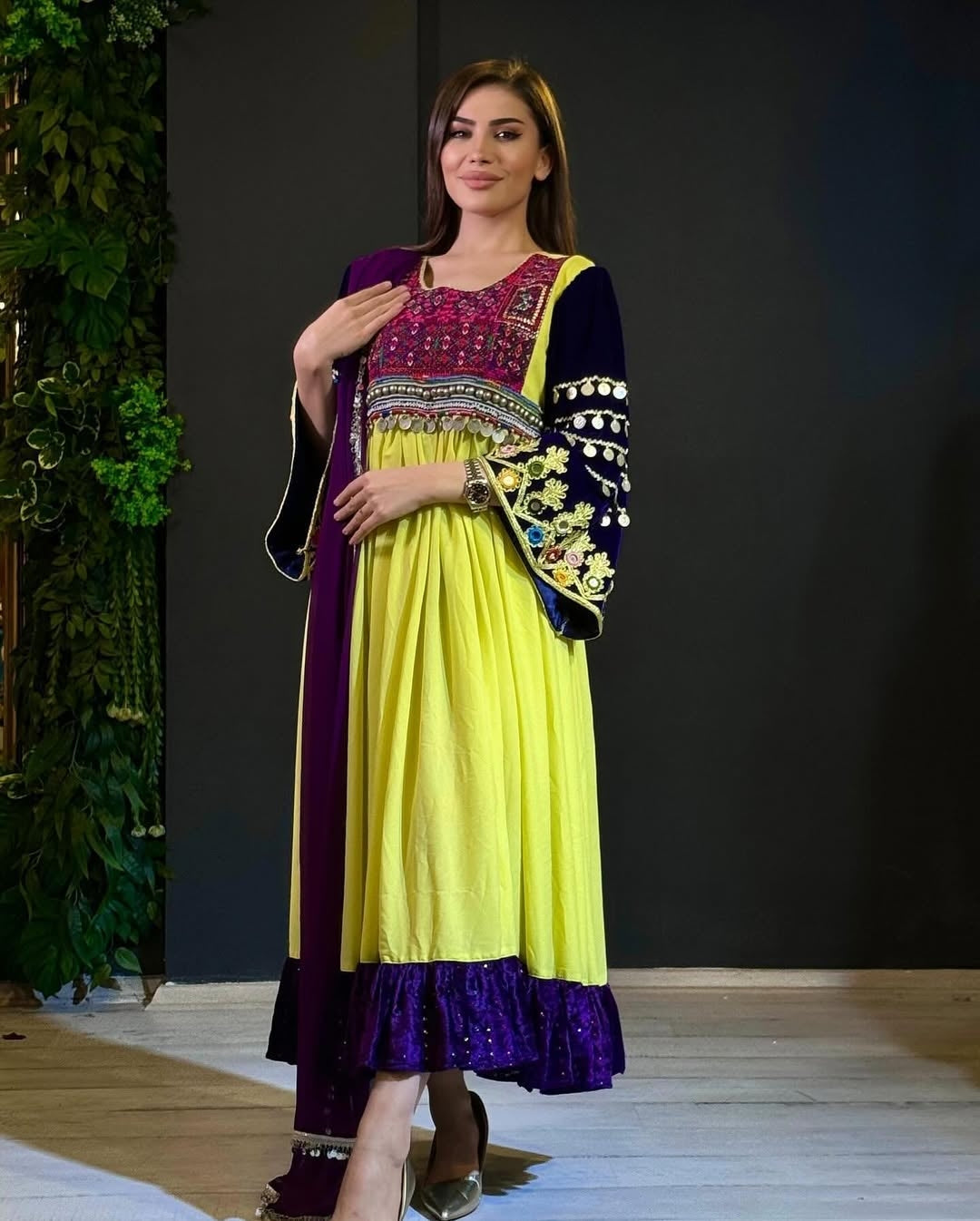 Vibrant Afghan Kuchi Dress with Embroidered Elegance