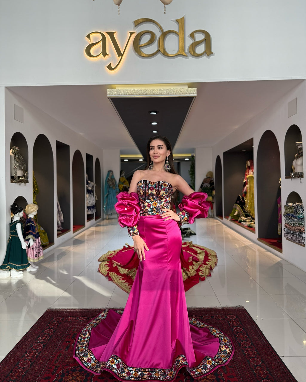 Royal Fuchsia with Afghani Touch Gown